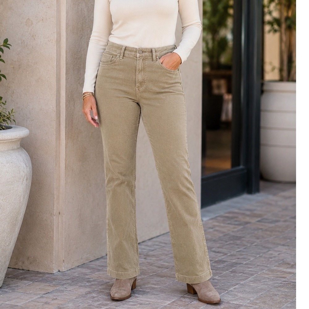 Chico's Vintage Cord Pant Womens 2 (US12/L) Almond Tan Corduroy Straight Leg NWT